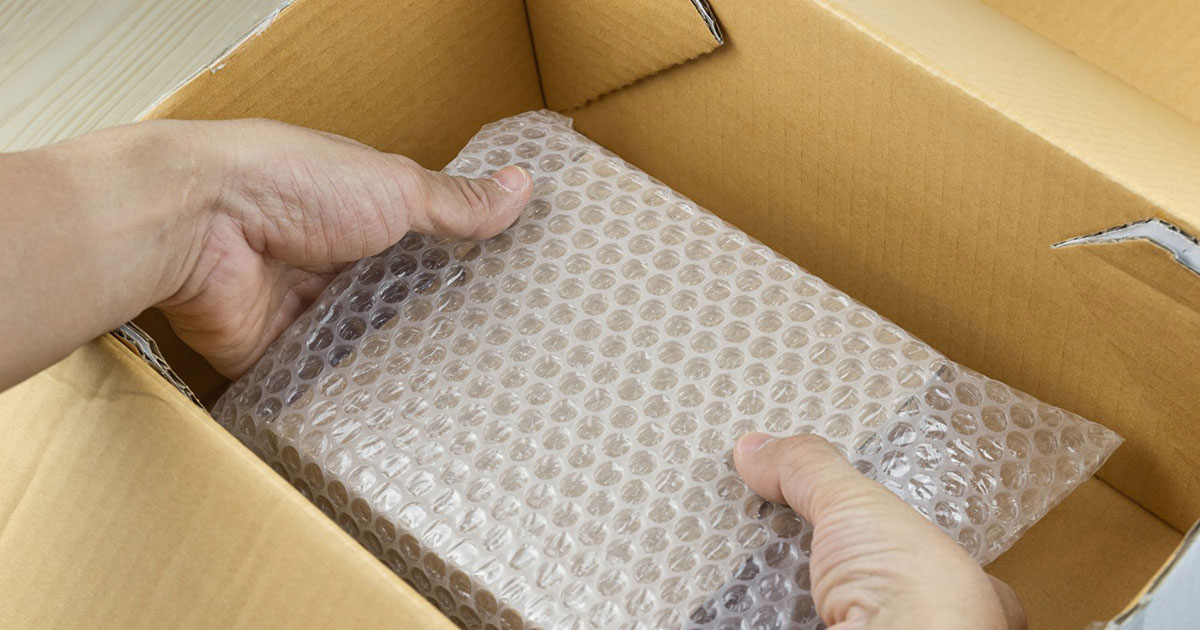 personal packing with bubble wrap